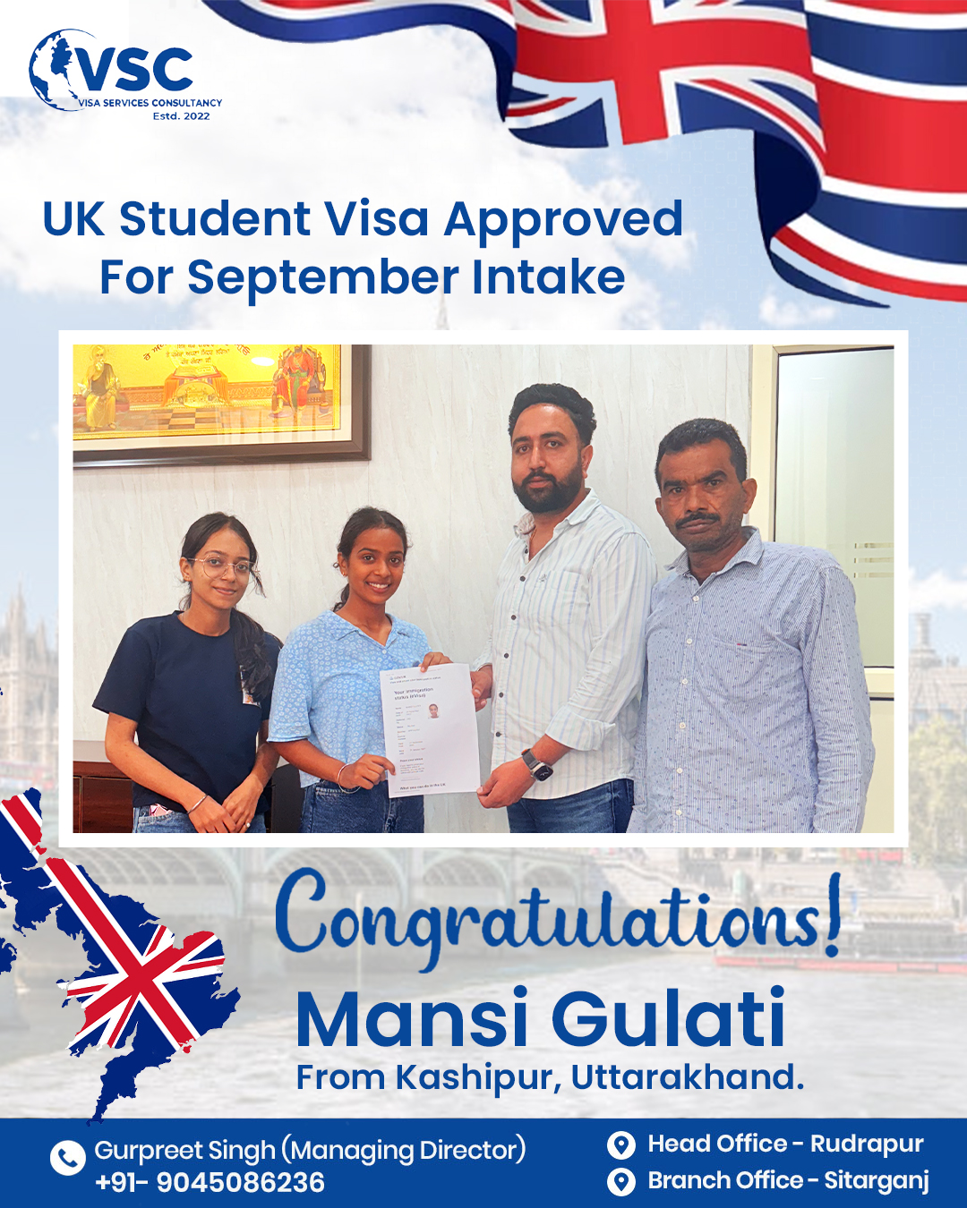 Mansi Gulati — UK Student Visa — September Intake