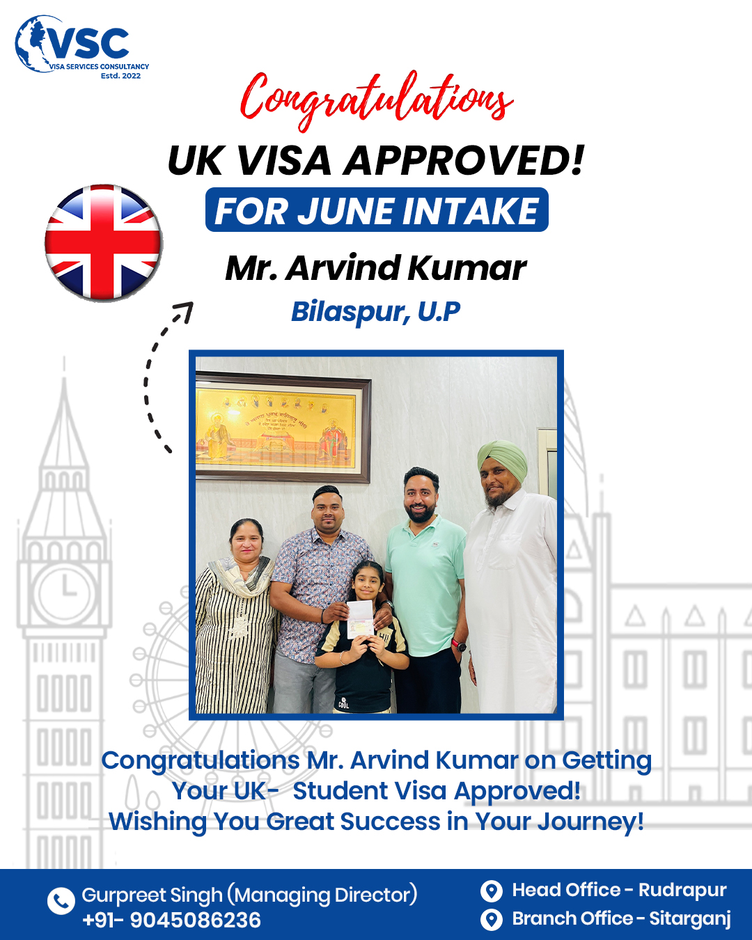 Arvind Kumar — UK Visa Approved — June Intake