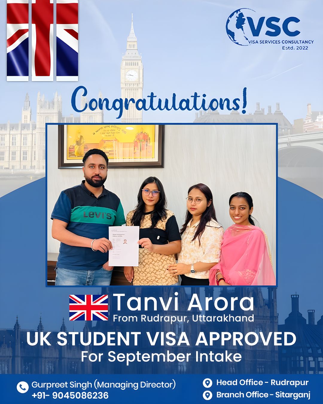 Tanvi Arora — UK Student Visa — September Intake