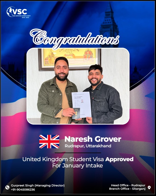 Naresh Grover — UK Student Visa — January Intake