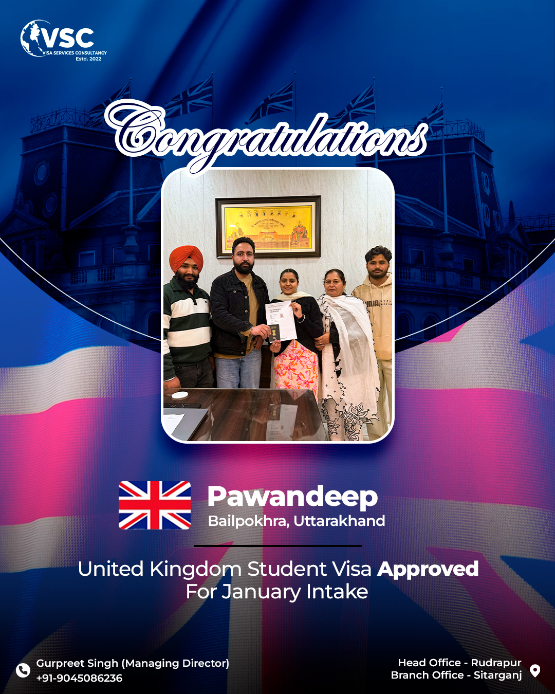 Pawandeep — UK Student Visa — January Intake