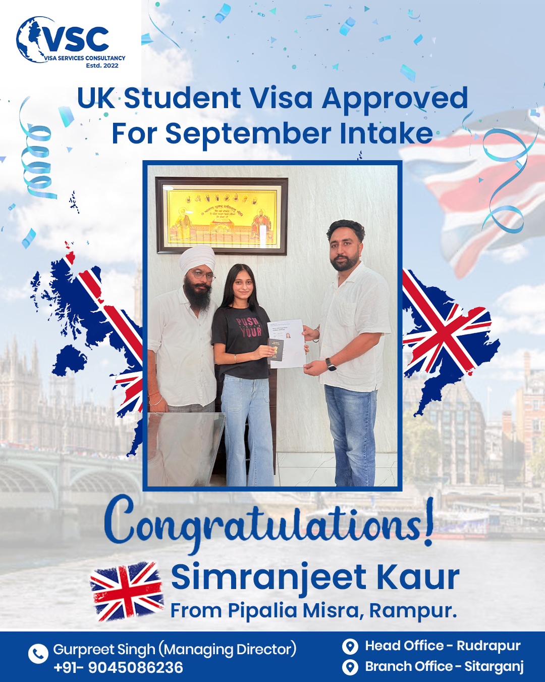 Simranjeet Kaur — UK Student Visa — September Intake