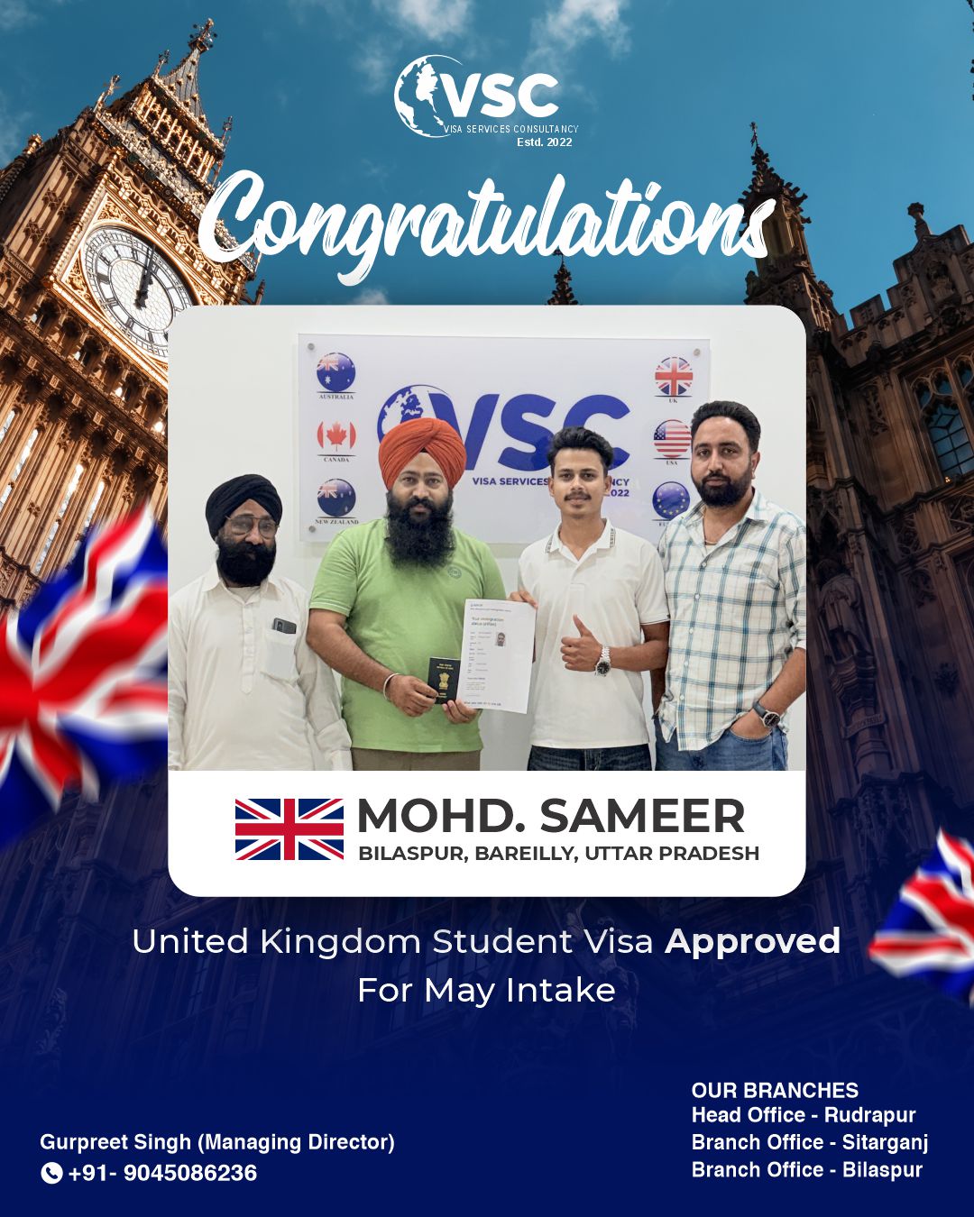 Mohd. Sameer — UK Student Visa — May Intake